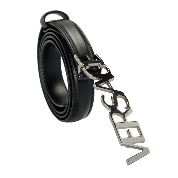 Versace Women\'s Black Leather Logo Decorated Buckle Belt US 38 IT 95 main image 4